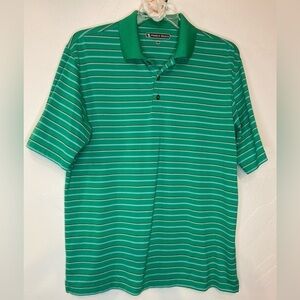 Pebble Beach Performance~NWOT Men’s Green Striped Short Sleeve Golf Shirt~Size L